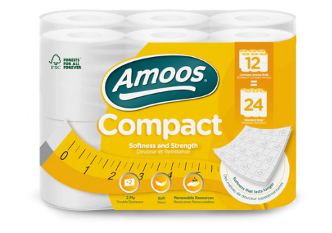 Amoos Smart Household Toilet Paper - Pack of 12 Rolls