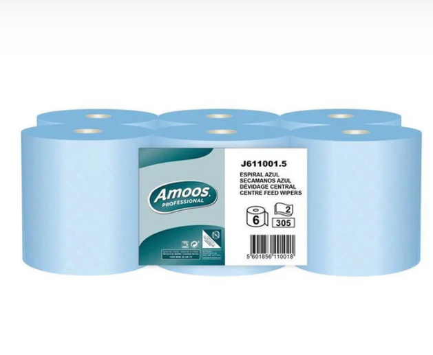 Amoos Blue Hand Towel Roll - 120 Metres